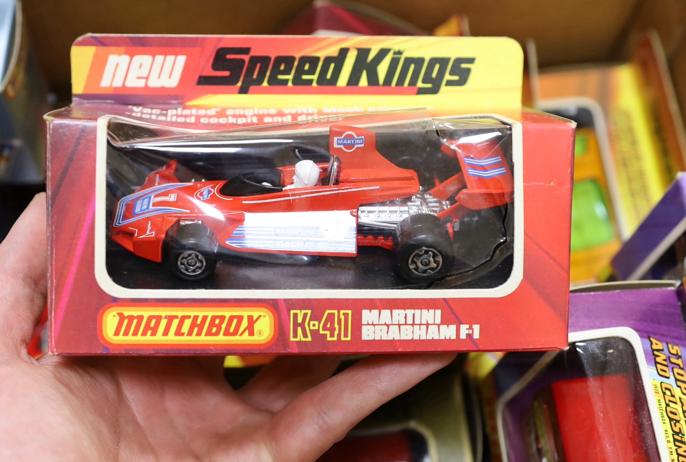 1970s boxed Matchbox diecast vehicles (27), from the Convoy series, Speed Kings, Super Kings, etc.